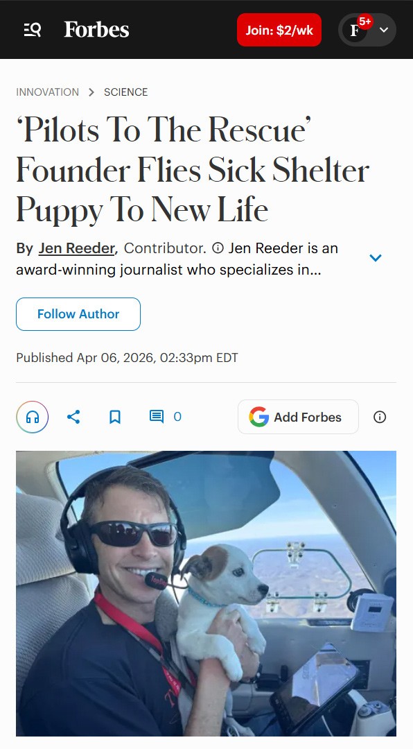 Pilots to the Rescue featured in Forbes