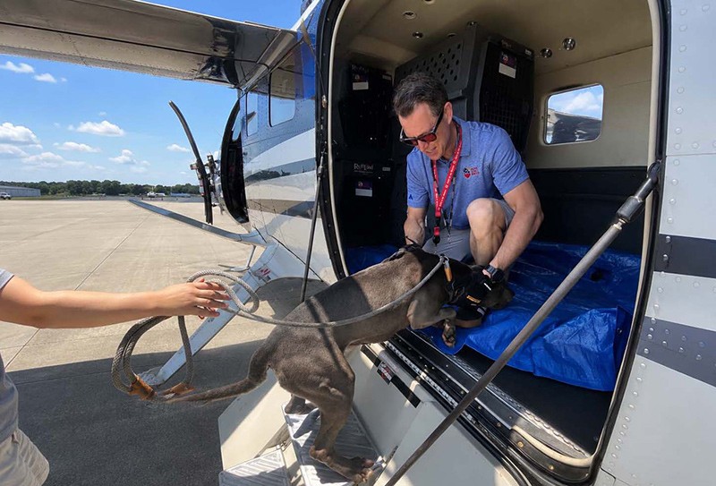 Michael Schneider loading a plane
