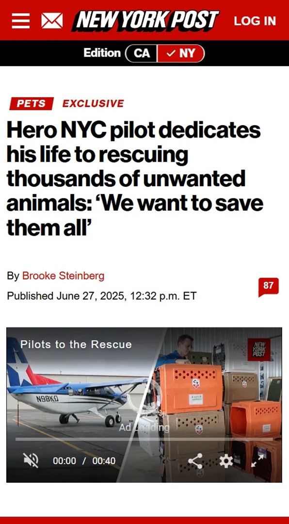 Pilots to the Rescue featured in New York Post