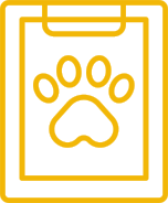 Paw print on clipboard icon
